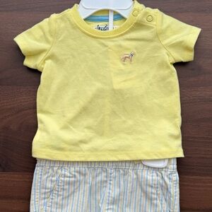 Adventurewear 360 Dillards Yellow T- Shirt and Striped Shorts Set - 3 Months